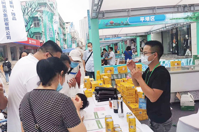 　　“十三五”以来，安顺市各项商务商贸工作平稳推进，全市商贸流通发展建设呈现出健康、良好的发展态势，为全面完成全市“十三五”发展规划奠定了良好的基础。“十三五”期间，安顺市圆满完成商务各项指标，社会消费品零售总额完成960亿元，外贸进出口完成9.92亿美元，新增备案登记外贸企业259户，备案登记外贸企业数量达到628户，实际使用外资6.03亿元，备案外资企业共计23家；网络零售额32.41亿元。图为2020年安顺绿色农产品推介会。